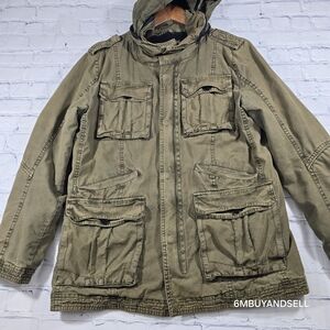 BLACK RIVET Full Zip‎ Mulitary Jacket Coat Faux Fur Lining Men's Size Small